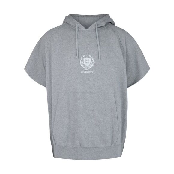 Givenchy Crest Oversized Short-Sleeve Raglan Hoodie Grey...